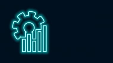Parlayan neon hattı pasta grafiği bilgi simgesi siyah arkaplanda izole edildi. Diyagram çizelgesi. 4K Video hareketli grafik canlandırması