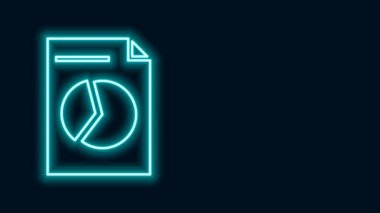 Siyah arkaplanda izole edilmiş grafik grafik simgesiyle parlayan neon çizgi belgesi. Metin dosya simgesini rapor et. Muhasebe tabelası. Denetim, analiz, planlama. 4K Video hareketli grafik canlandırması