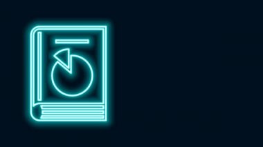 Parlayan neon hattı Kullanıcı elle simgesi siyah arkaplanda izole edildi. Kullanıcı rehberi kitabı. Talimat işareti. Kullanmadan önce oku. 4K Video hareketli grafik canlandırması