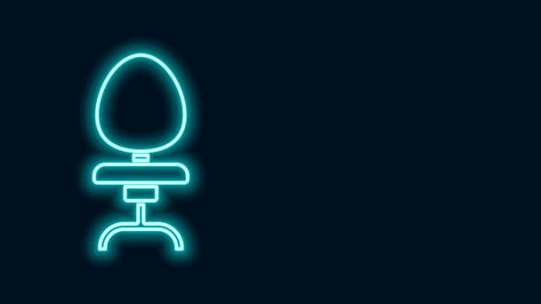 Linha de néon brilhante ícone da cadeira do escritório isolado no fundo preto. Animação gráfica em movimento de vídeo 4K — Vídeo de Stock