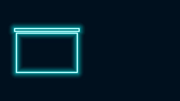 Zářící neonová čára Ikona na tabuli izolovaná na černém pozadí. Škola na tabuli. Grafická animace pohybu videa 4K — Stock video