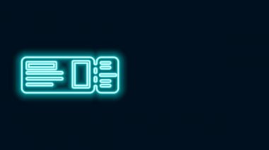 Parlayan neon hattı seyahat bileti ikonu siyah arka planda izole edildi. Tren, gemi, uçak, tramvay, otobüs. Seyahat servisi konsepti. 4K Video hareketli grafik canlandırması