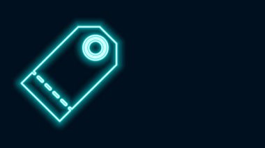 Parlayan neon hattı Blank etiketi şablon fiyat simgesi simgesi siyah arkaplanda izole edildi. Boş alışveriş indirimi etiketi. Şablon indirimli afiş. 4K Video hareketli grafik canlandırması