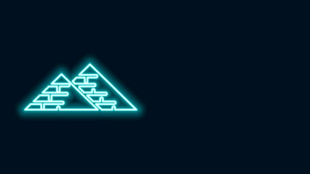 Świecące neon linii Egiptu piramidy ikona izolowane na czarnym tle. Symbol starożytnego Egiptu. 4K Animacja graficzna ruchu wideo — Wideo stockowe