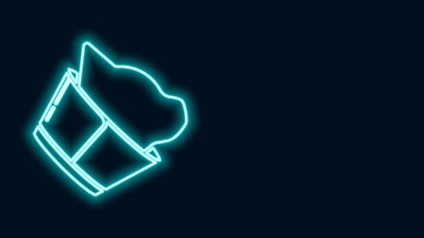 Glowing neon line Veterinary clinic symbol icon isolated on black background. Cat veterinary care. Pet First Aid sign. 4K Video motion graphic animation — Stock Video