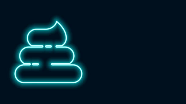 Glowing neon line Shit icon isolated on black background. 4K Video motion graphic animation — Stockvideo