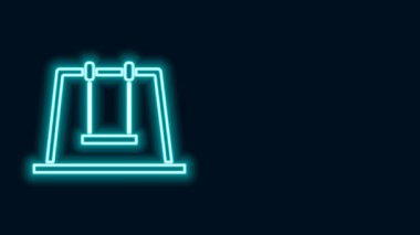 Parlayan neon hattı Swing simgesi siyah arkaplanda izole edildi. Oyun alanı sembolü. 4K Video hareketli grafik canlandırması