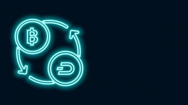 Parlayan neon hattı Kripto döviz simgesi siyah arkaplanda izole edildi. Bitcoin 'den Dash takas simgesine. Kripto para teknolojisi, mobil bankacılık. 4K Video hareketli grafik canlandırması