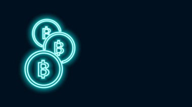 Parlayan neon hattı Kripto para birimi simgesi Bitcoin siyah arka planda izole edildi. Madeni para. Engelleme zinciri tabanlı şifreli para birimi. 4K Video hareketli grafik canlandırması