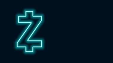 Parlayan neon hattı kripto para Zcash ZEC simgesi siyah arkaplanda izole edildi. Altcoin sembolü. Engelleme zinciri tabanlı şifreli para birimi. 4K Video hareketli grafik canlandırması
