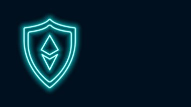 Parlayan neon hattı Ethereum ETH simgesi siyah arkaplanda izole edildi. Kripto para madenciliği, engelleme teknolojisi, güvenlik, koruma, dijital para. 4K Video hareketli grafik canlandırması