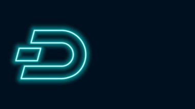 Parlayan neon hattı Kripto para birimi simgesi Dash siyah arka planda izole edildi. Dijital para birimi. Altcoin sembolü. Engelleme zinciri tabanlı şifreli para birimi. 4K Video hareketli grafik canlandırması