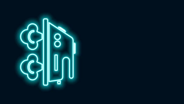 Świecąca neonowa linia Elektryczna ikona żelaza izolowana na czarnym tle. Żelazko. 4K Animacja graficzna ruchu wideo — Wideo stockowe