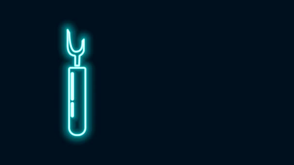 Linea neon incandescente Icona utensile Cutter isolata su sfondo nero. Coltello da cucire con lama. Animazione grafica 4K Video motion — Video Stock