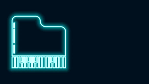 Glowing neon line Grand piano icon isolated on black background. Musical instrument. 4K Video motion graphic animation — Stock Video