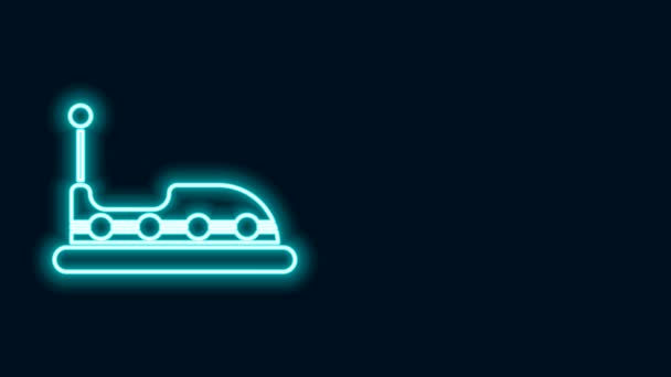 Glödande neon line Stötfångare bil ikon isolerad på svart bakgrund. Nöjespark. Lekplats för barn, nöjespark. 4K Video motion grafisk animation — Stockvideo