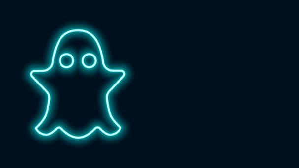 Gloeiende neon lijn Ghost icoon geïsoleerd op zwarte achtergrond. 4K Video motion grafische animatie — Stockvideo