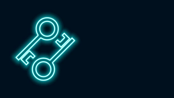 Glødende neonlinje-kryptovaluta-nøkkelikon isolert på svart bakgrunn. Begrepet cybersikkerhet eller privat nøkkel, digital nøkkel med teknologigrensesnitt. 4K Video motion grafisk animasjon – stockvideo