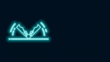 Parlayan neon hattı. Tuzak avı simgesi siyah arkaplanda izole edildi. 4K Video hareketli grafik canlandırması
