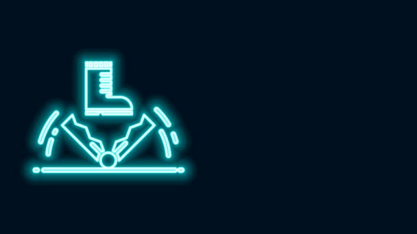 Ligne lumineuse au néon Icône de chasse au piège isolée sur fond noir. Animation graphique de mouvement vidéo 4K — Video