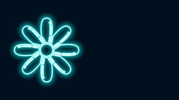 Leuchtende Leuchtschrift Blume Symbol isoliert auf schwarzem Hintergrund. Süße natürliche Nahrung. 4K Video Motion Grafik Animation — Stockvideo