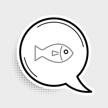 Line Fish simgesi gri arkaplanda izole edildi. Renkli taslak konsepti. Vektör.