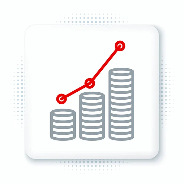 Line Pie Chart Infografika Ikona Monety Izolowane Białym Tle Znak — Wektor stockowy