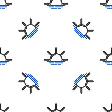 Gün Doğumu simgesi beyaz arkaplanda izole edilmiş kusursuz desen. Renkli taslak konsepti. Vektör.