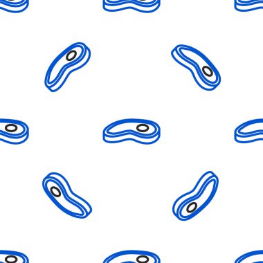 Line Biftek ikonu beyaz arka planda izole edilmiş pürüzsüz desen. Renkli taslak konsepti. Vektör.