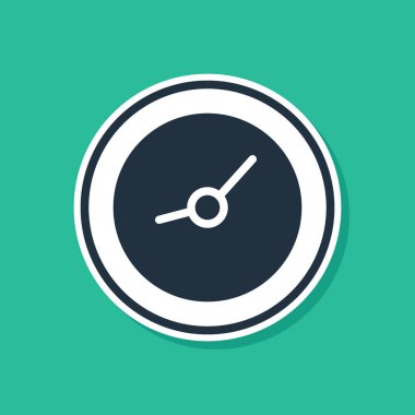 Mavi Saat simgesi yeşil arkaplanda izole edildi. Zaman sembolü. Vektör İllüstrasyonu.