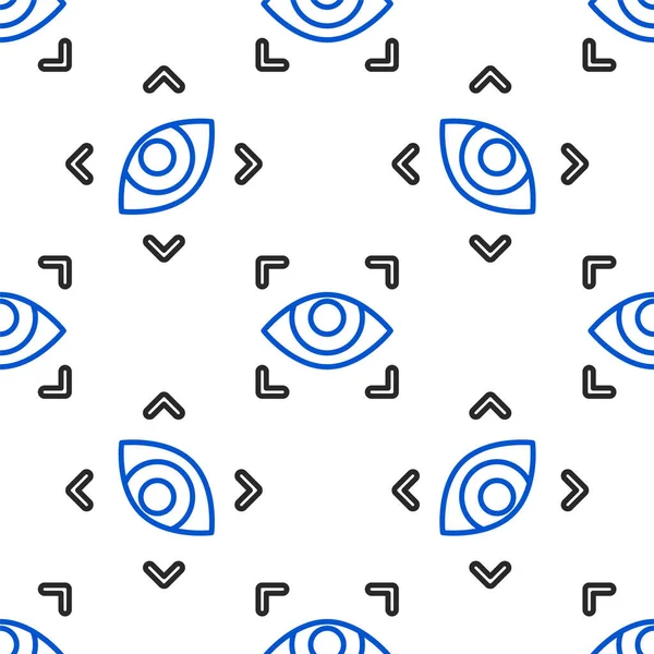 Line Eye Scan Icon Isolated Seamless Pattern White Background Scanning — Stock Vector