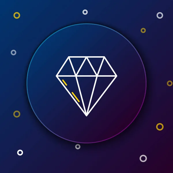 Line Diamond Symbol Isoliert Auf Blauem Hintergrund Schmuck Symbol Edelstein — Stockvektor