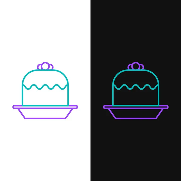 Line Cake Symbol Isoliert Auf Weißem Und Schwarzem Hintergrund Alles — Stockvektor
