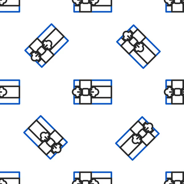 Ligne Icône Boîte Cadeau Isolé Motif Sans Couture Sur Fond — Image vectorielle