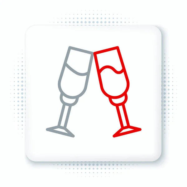 Line Glas Champagne Icoon Geïsoleerd Witte Achtergrond Kleurrijk Concept Vector — Stockvector