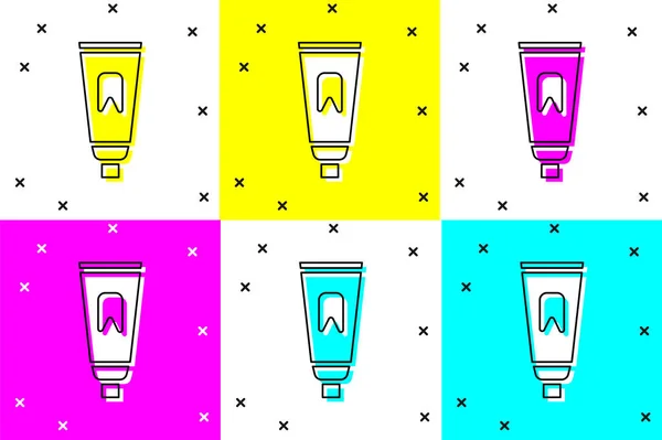 Zestaw Tube Ikony Pasty Zębów Izolowane Tle Koloru Ilustracja Wektora — Wektor stockowy