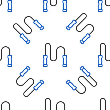 İp atlama simgesi beyaz arkaplanda izole edilmiş. İp atlıyorum. Spor malzemeleri. Renkli taslak konsepti. Vektör.