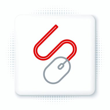 Satır Bilgisayar fare simgesi beyaz arkaplanda izole edildi. Tekerlek sembollü optik. Renkli taslak konsepti. Vektör.