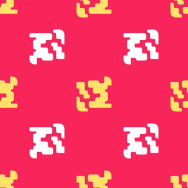 Sarı Gaz simgesi kırmızı arkaplanda pürüzsüz desen izole etti. Gazdaki maddenin durumunu değiştiriyor. Vektör.