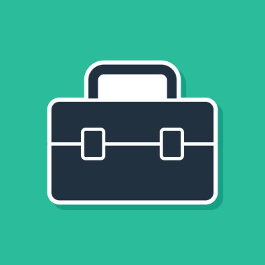 Mavi Araç Kutusu simgesi yeşil arkaplanda izole edildi. Alet kutusu tabelası. Vektör.