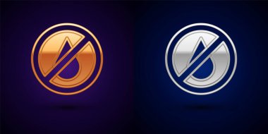 Altın ve gümüş. Siyah arka planda su ikonu yok. Ramazan festivali ile ilgili. Vektör.