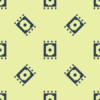 Mavi geleneksel halı kültürü Ramazan Arap kutlama ikonu sarı arka planda izole edilmiş pürüzsüz desen. Vektör.