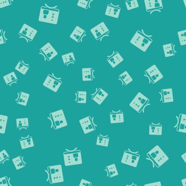 Yeşil Televizyon raporu simgesi, yeşil arkaplanda kusursuz desen izole etti. Televizyon haberleri. Vektör.