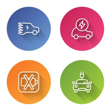 Elektrik hattını ayarlayın. Şarjı az ve... Renkli daire düğmesi. Vektör.