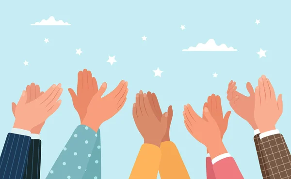 Clapping hands, different people applaud. Vector illustration in flat style — Stock Vector