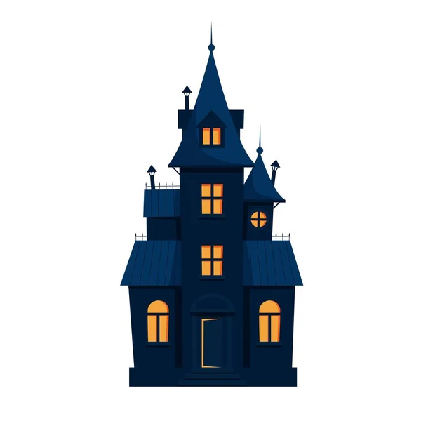 Halloween Maison Hantée Illustration Vectorielle Mignonne — Image vectorielle
