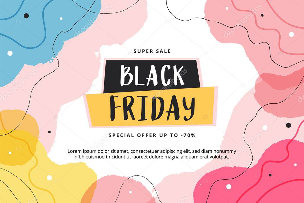 Black friday abstract banner template, vector illustration