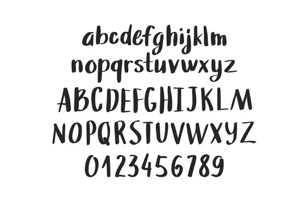 Handgezeichnetes Alphabet, Buchstaben und Zahlen, Vektorillustration — Stockvektor