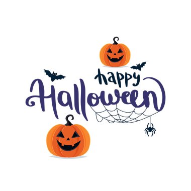 Cadılar Bayramı mektupları, balkabakları ve yarasalarla. Düz biçimli illüstrasyon