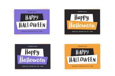 Cadılar Bayramı afiş şablonu, vektör illüstrasyonu